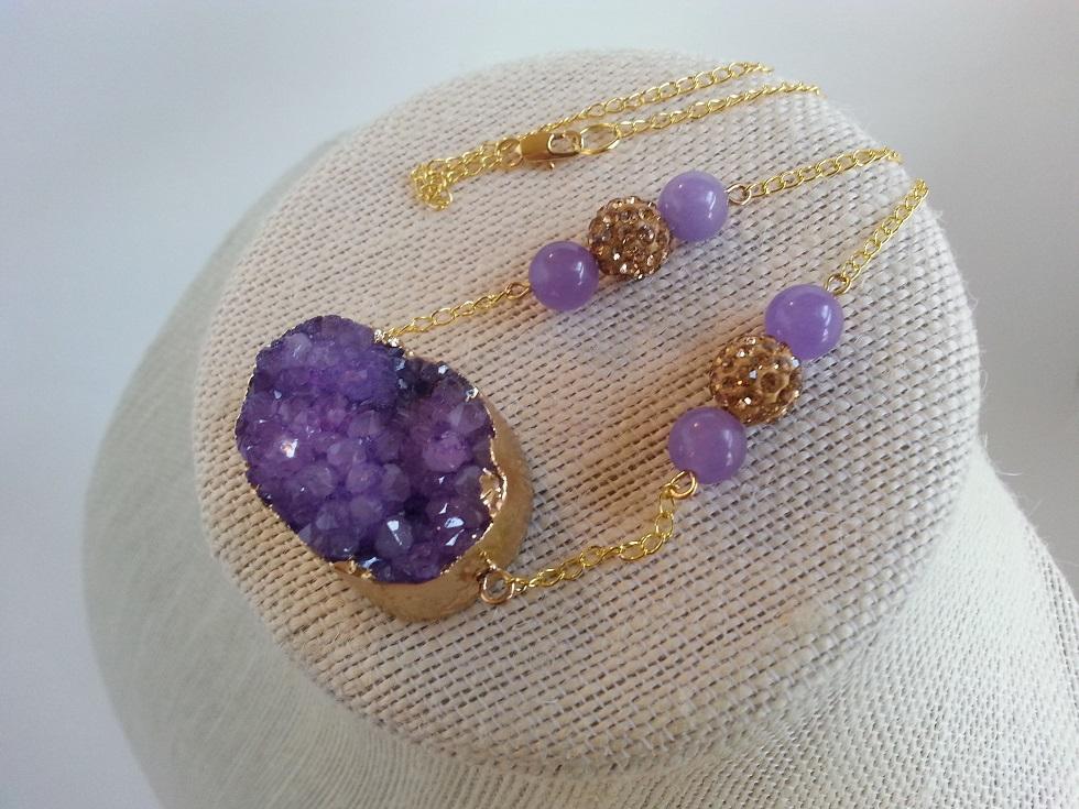 Purple Druzy Necklace