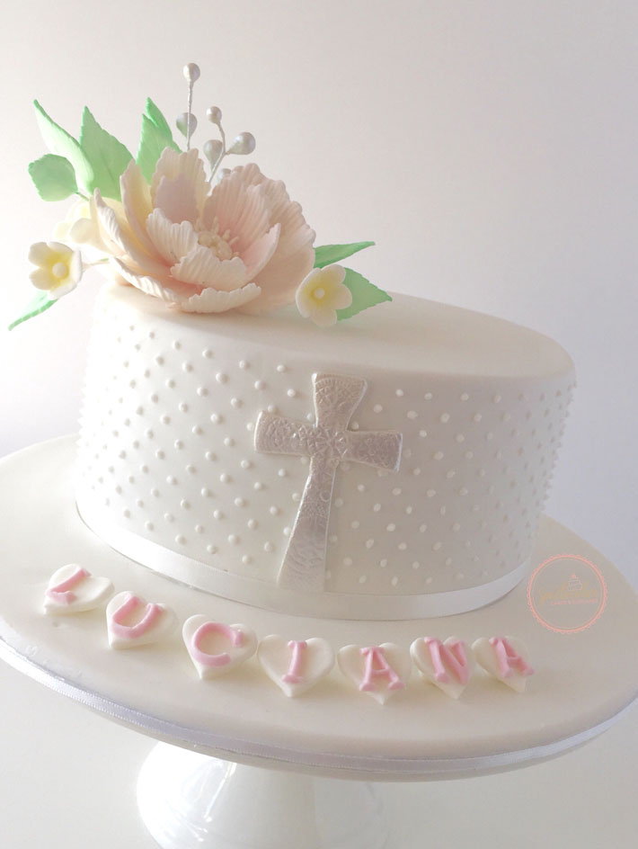 Swiss dots Christening cake by Bluprint member rrushwan420162