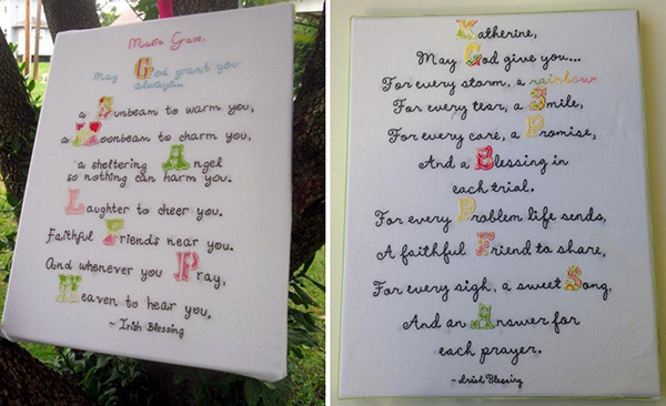 irish blessings hand embroidery