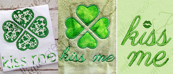 irish kiss me machine embroidery