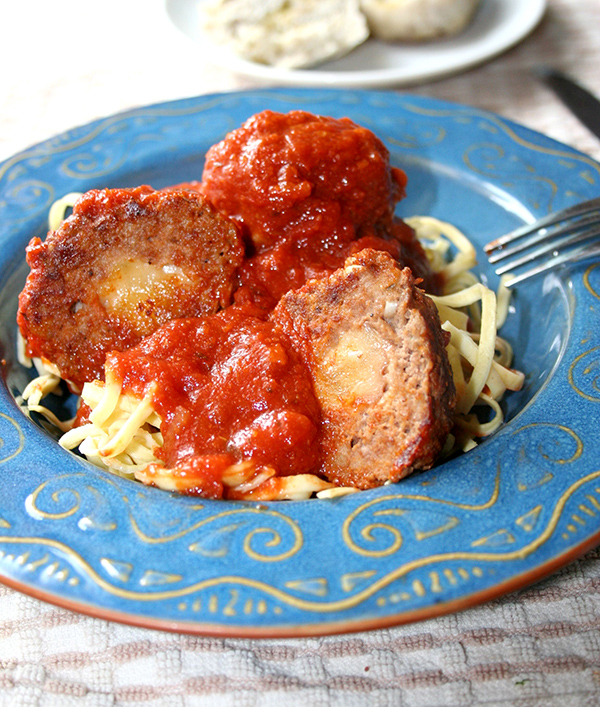 Cheese stuffed meatballs