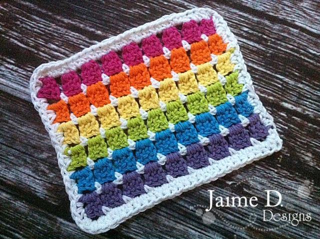 rainbow crochet dishcloth