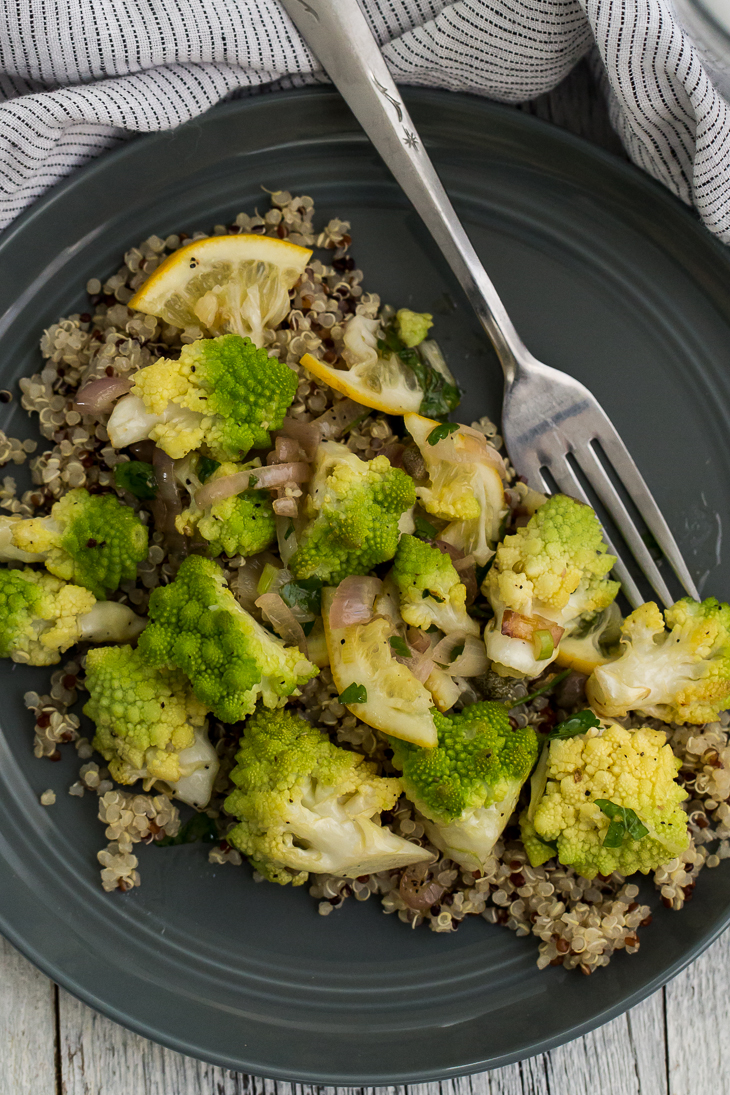 roasted romanesco with meyer lemon salsa