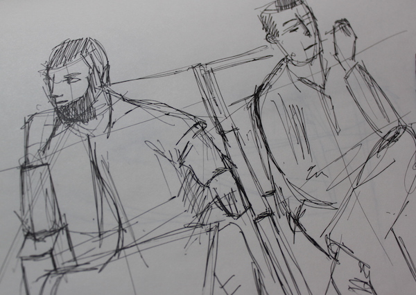 sketching with pen - men detail