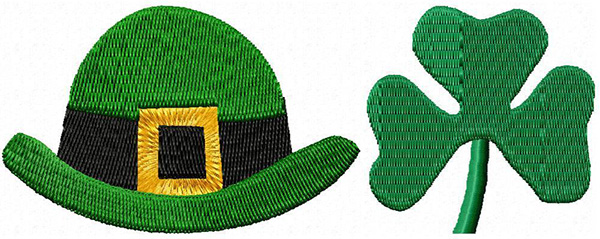 st patrick hat and shamrock machine embroidery