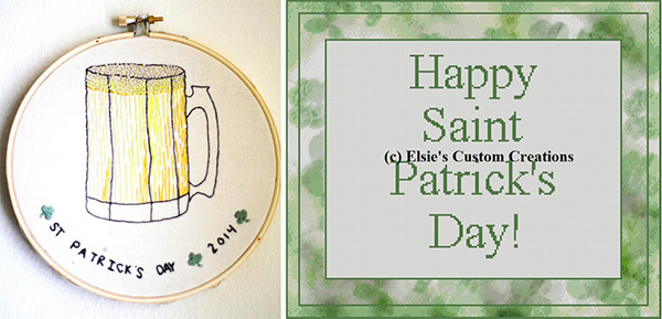 st patricks hand embroidery