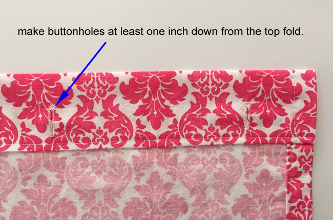 stitching buttonholes in shower curtain