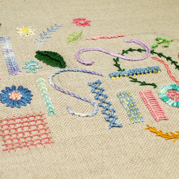 pastel stitch sampler