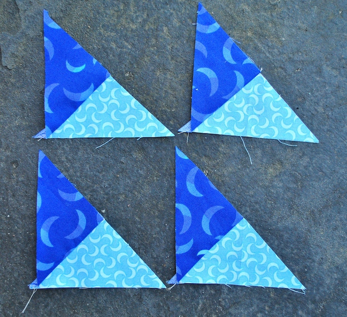 Piecing small quarter-square triangles