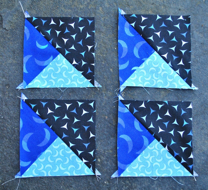 Four quarter-half-square triangle units.