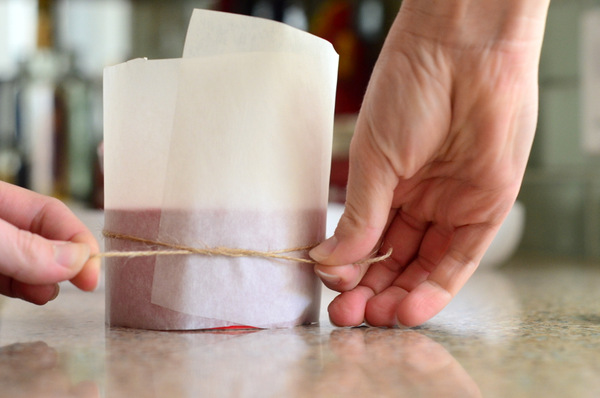 Preparing Ramekins for Frozen Strawberry Souffles