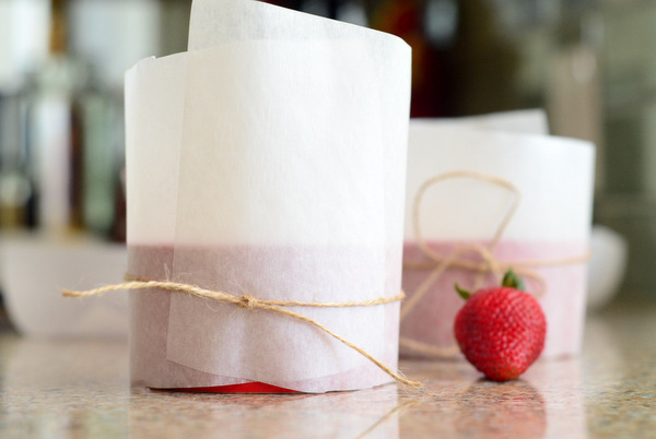 Preparing Ramekins for Frozen Strawberry Souffles