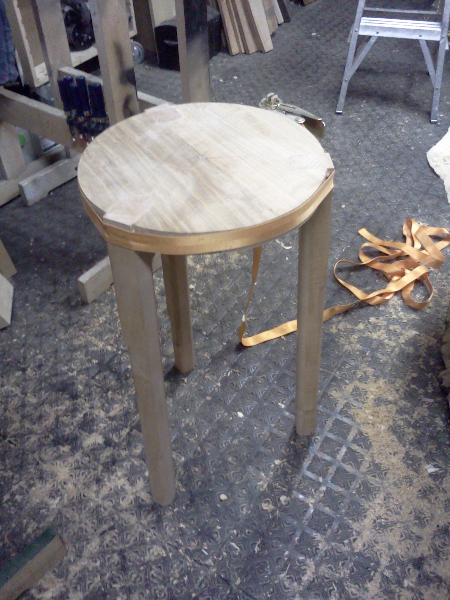 Stool glued and clamped