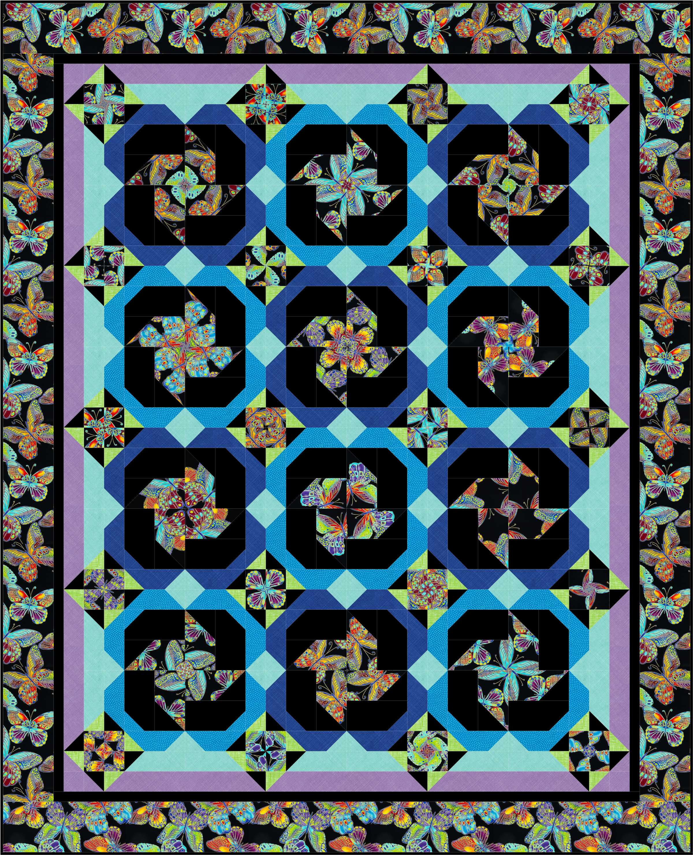 Spinning Wheels Quilt TT Butterflies QM141
