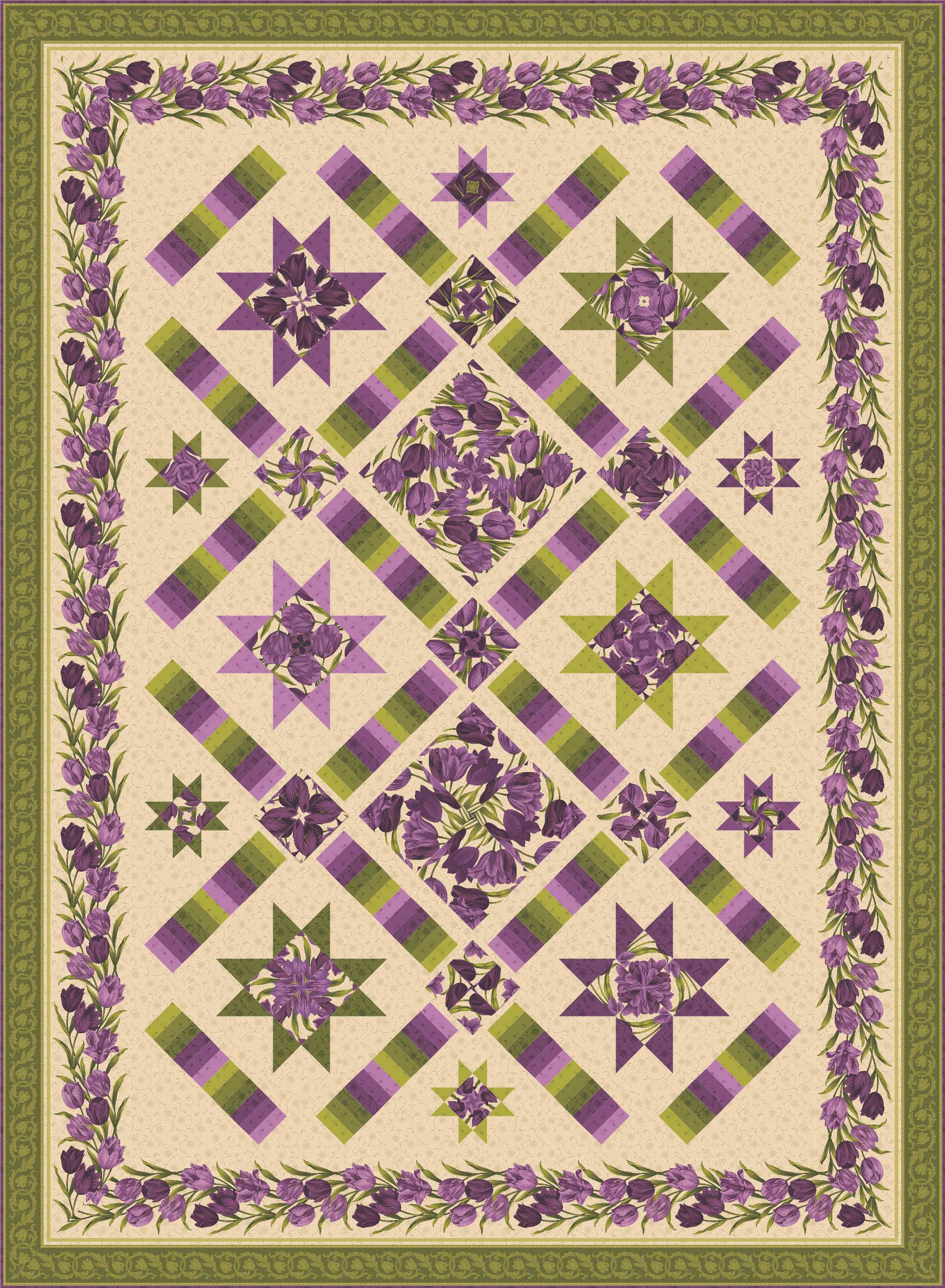 Twilight Kaleidoscope with Large Tulips QM117
