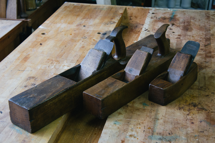 Wooden Try plane, Fore plane, and Smoothing plane