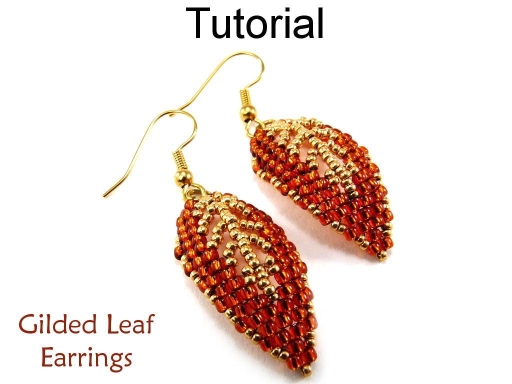 Leaf Earrings Diagonal Peyote