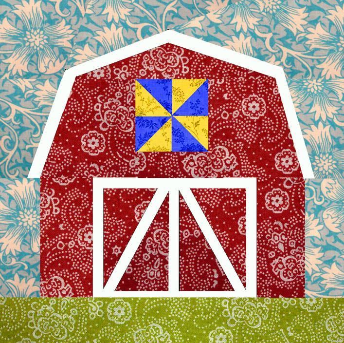 Red Barn paper pieced block