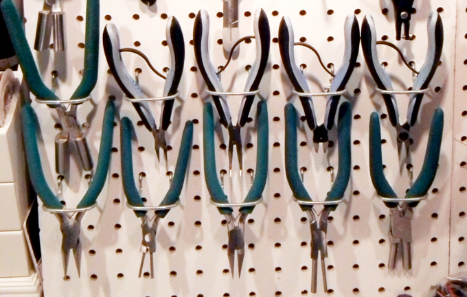 Pegboard storage for jewelry tools