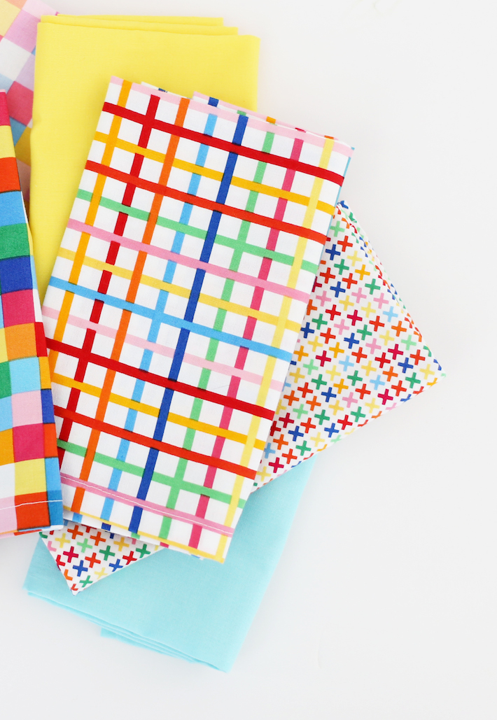 DIY Dinner Napkins with Rainbow Remix Fabric