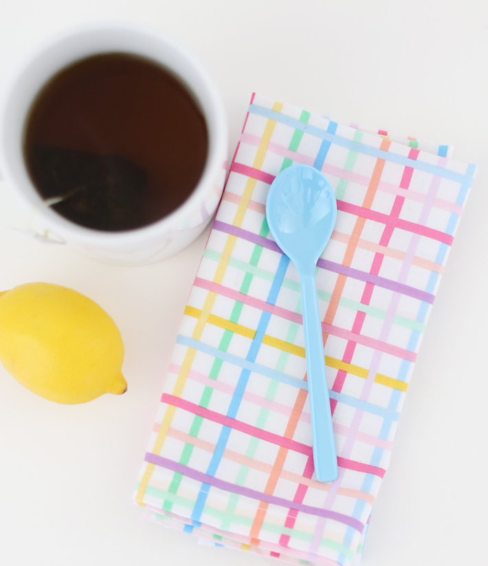 DIY Dinner Napkins with Rainbow Remix Fabric