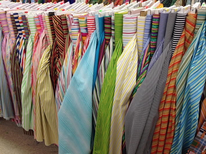 striped fabrics at Mary Jos cloth store