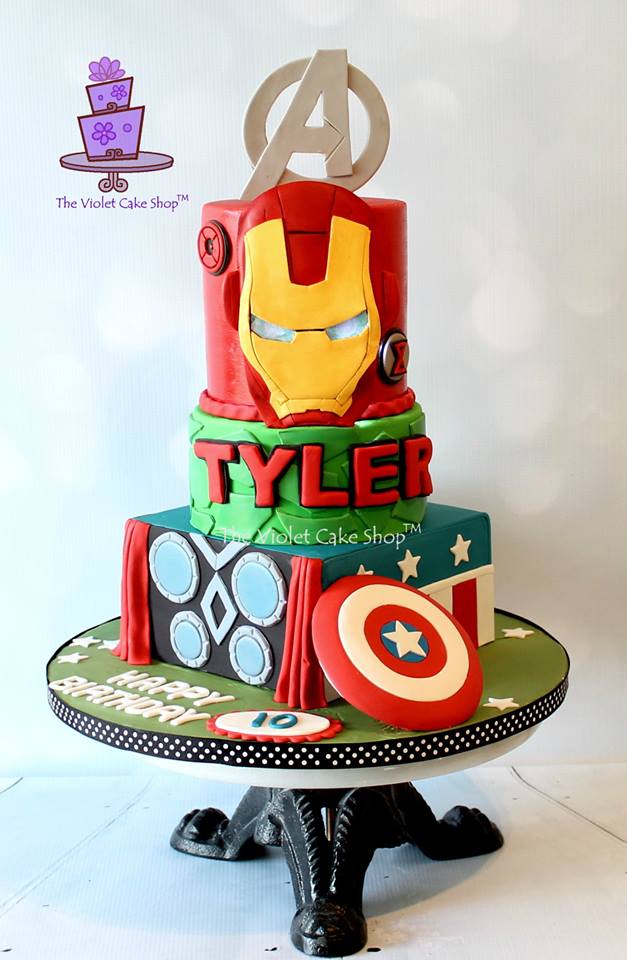 Avengers multi-tiered cake