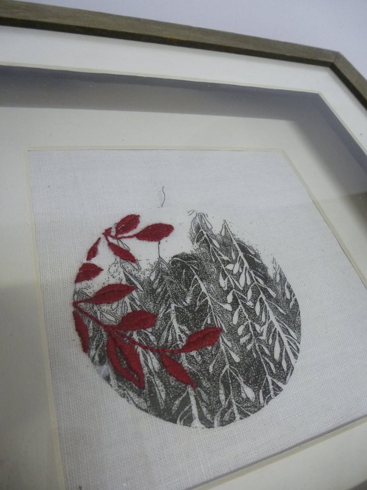 drawings printed onto fabric and over stitched by Julia Jowett