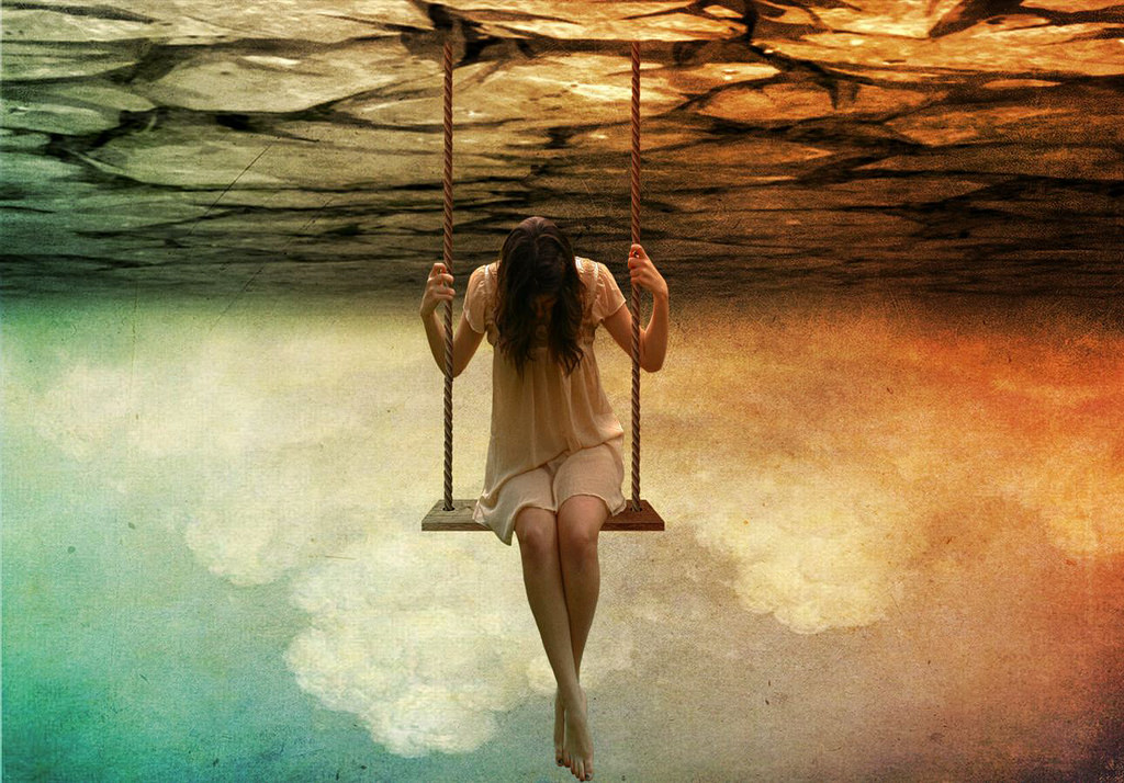 Photograph of a woman on a swing