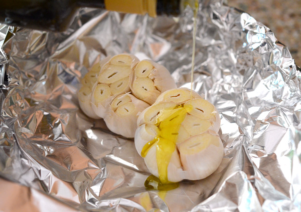 Preparing to make Roasted Garlic