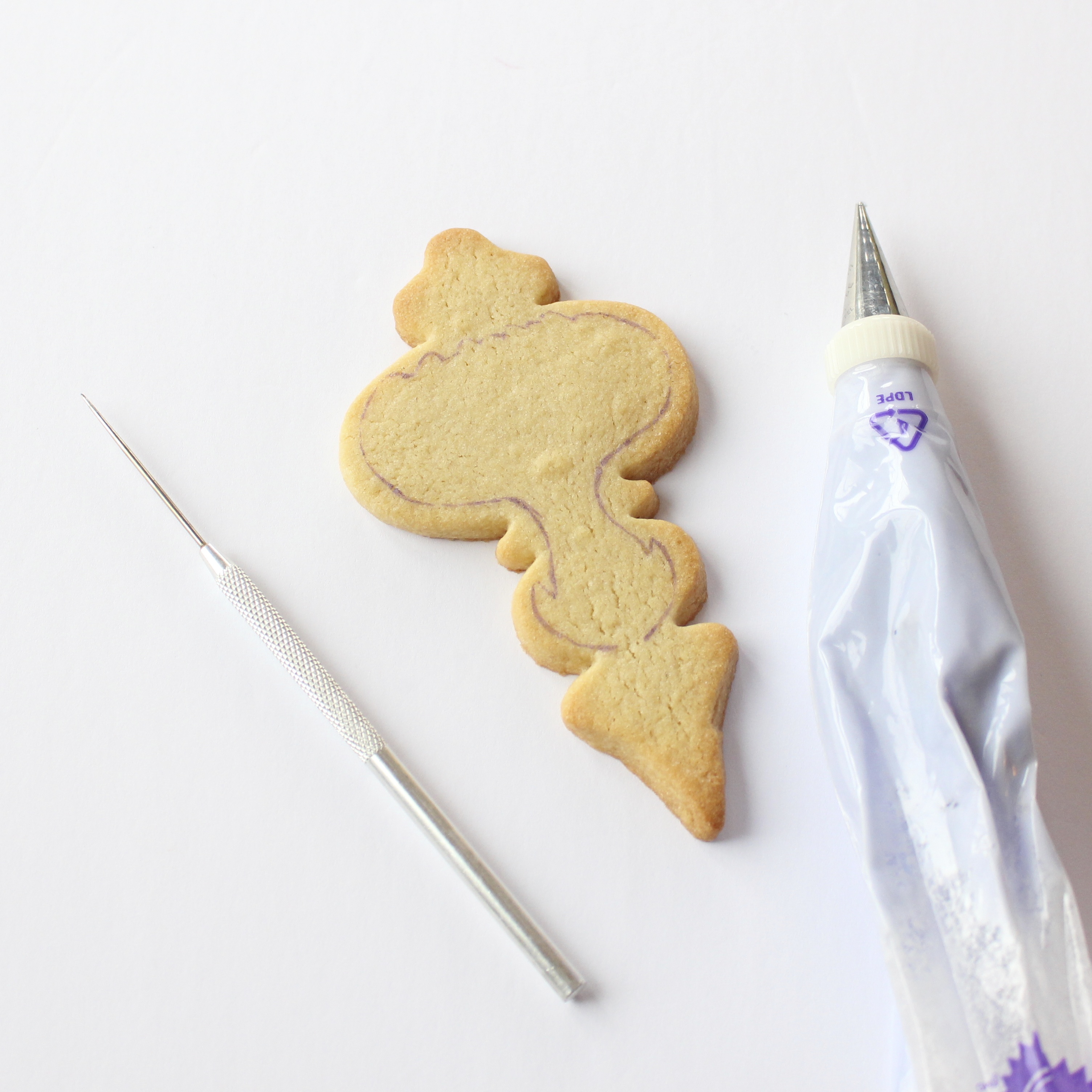 prepping the cookie to be iced
