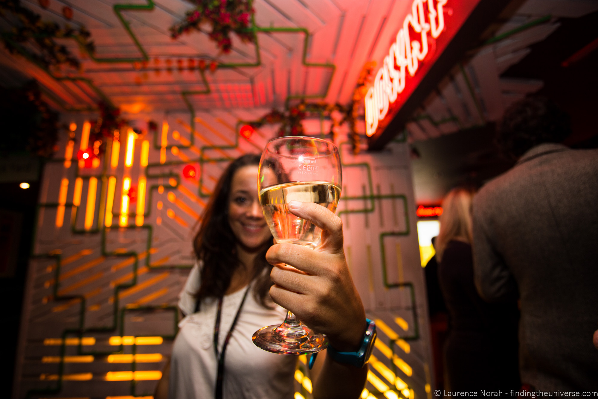 Woman with wine at an event