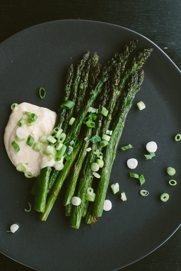  Fried Asparagus with White Miso Aioli