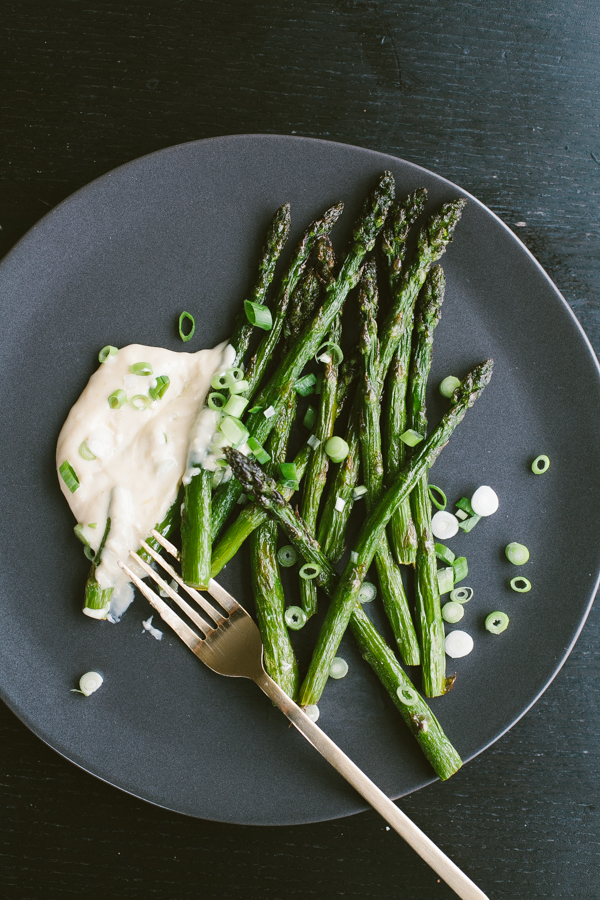  Tasty fried Asparagus served with delicious White Miso Aioli