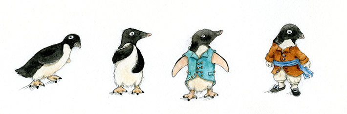 Mini penguin watercolor studies