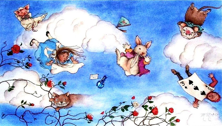 Alice in Wonderland characters in the wind