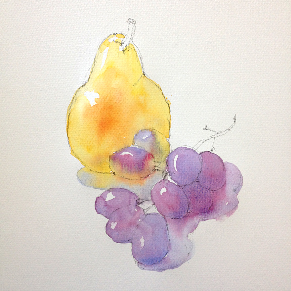 Grapes and pear - step 1
