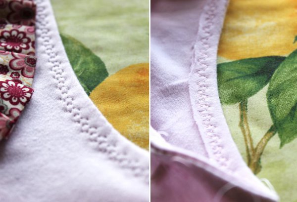 Serger Pepper - Pleated in Pink - The SweetestTank - binding armhole sewn