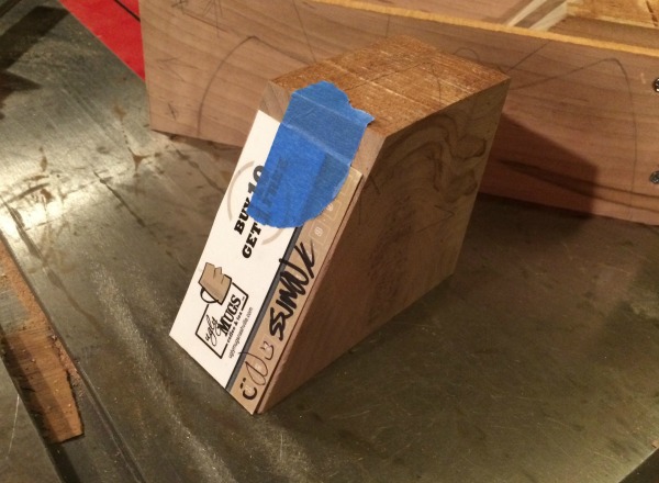 card taped to ramp block