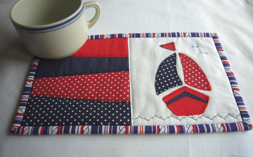 Ahoy boat summer mug rug