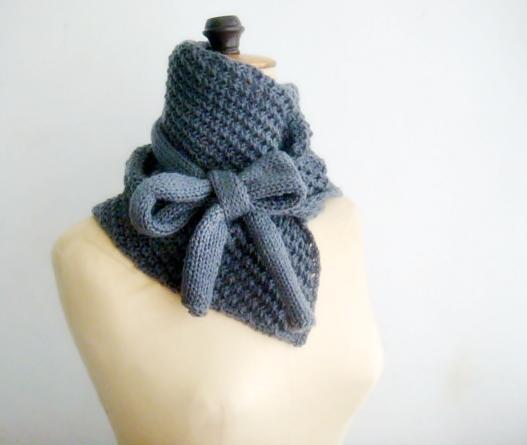 Knitted Cowl Bow Neck Warmer knitting pattern