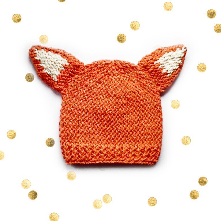 Knitted Woodland Fox Cub Baby Hat knitting pattern