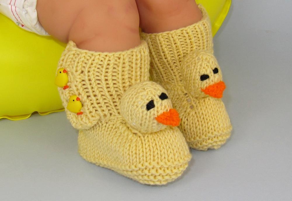 Baby Chick Booties FREE Knitting Pattern