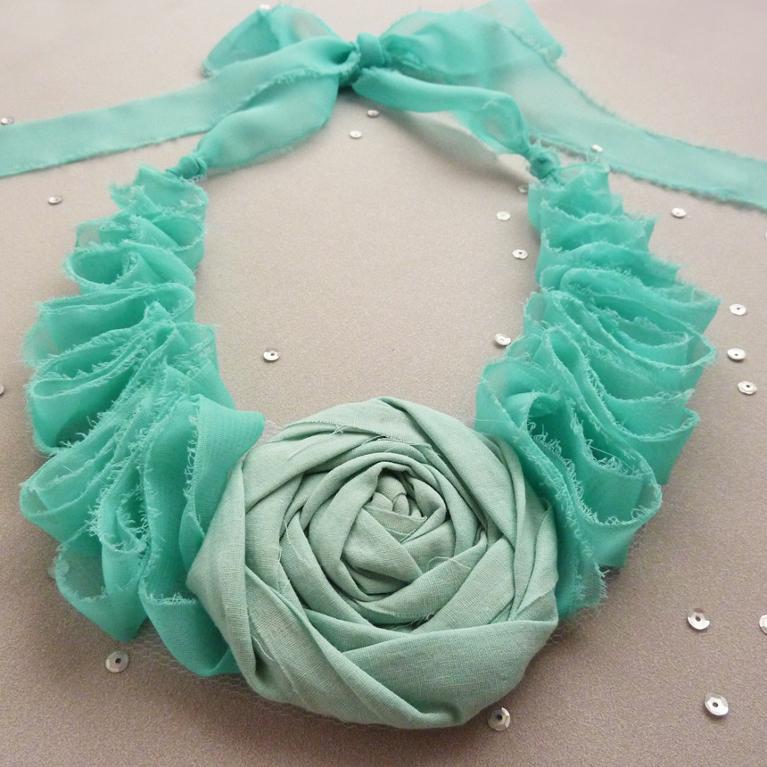 Fabric Flower Necklace