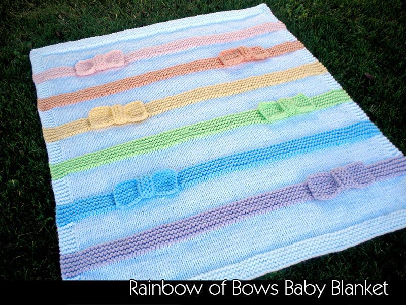 Rainbow of Bows Baby Blanket knitting pattern