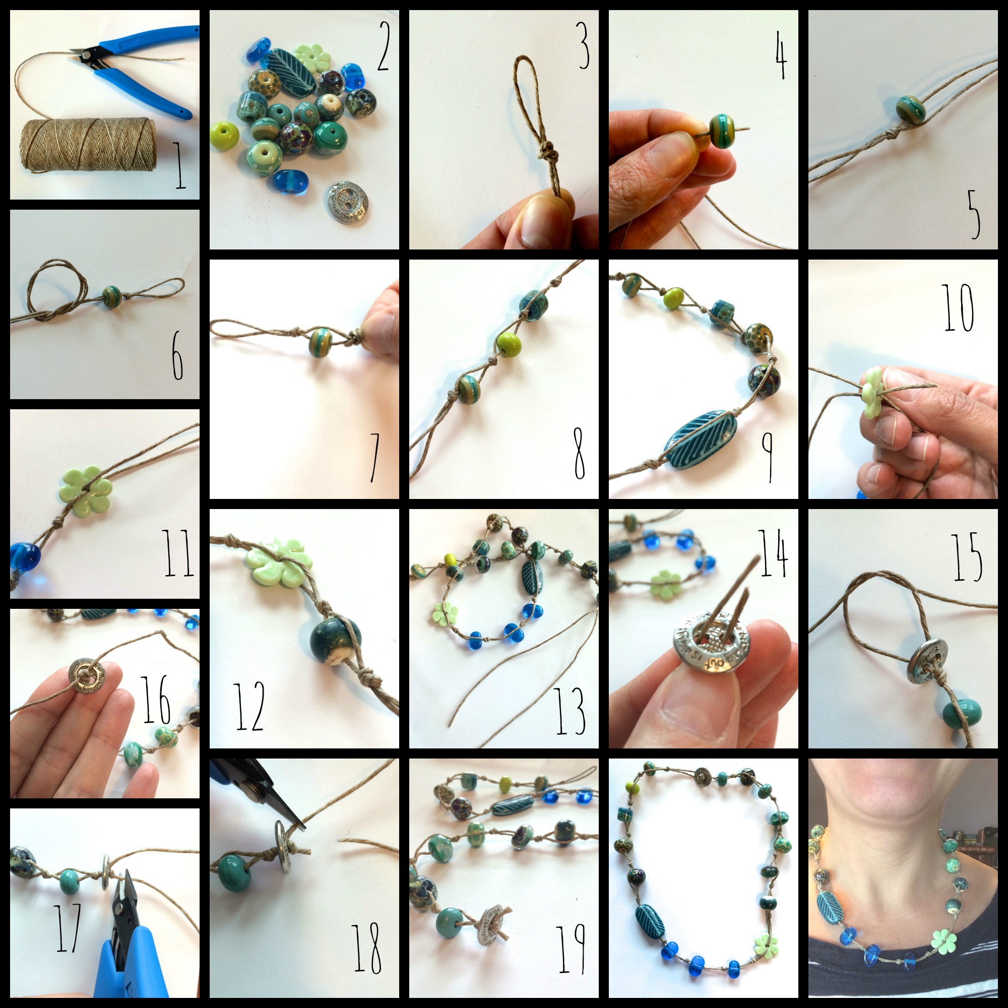 Knotted necklace collage