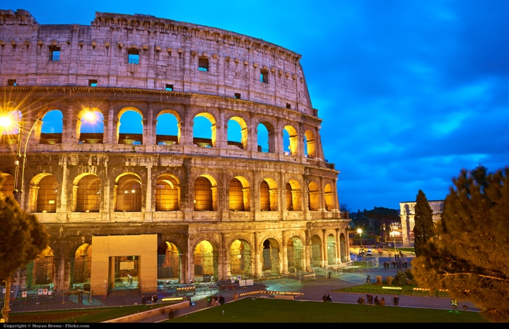 Roman Colosseum during the blue hour