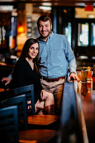 photo of a couple at a bar taken using two lights