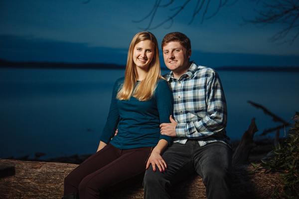 photo of a couple taken with one speed light and an umbrella