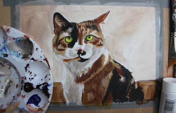 Painting animal in acrylic - almost finished